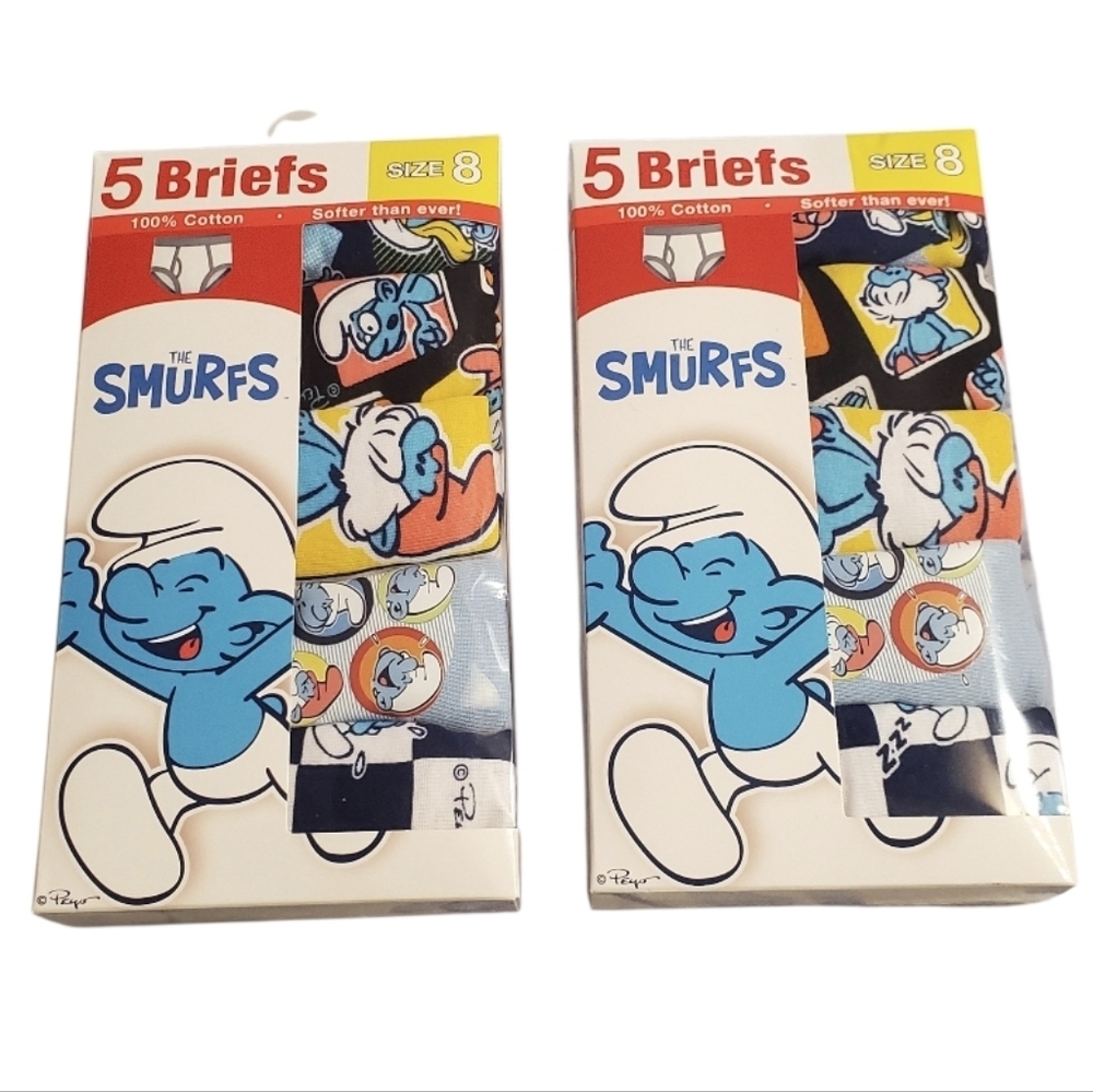 NWT The Smurfs Kids 5 PC Boy's Cotton Briefs Underwear 2 Pack SZ 8